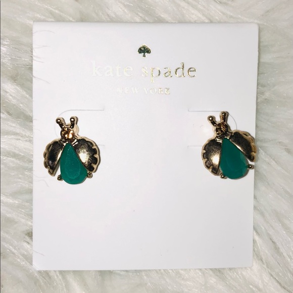 NEW Kate Spade Unwanted Visitors Blue Turquoise Bug Butterfly Earrings Studs - Picture 2 of 4